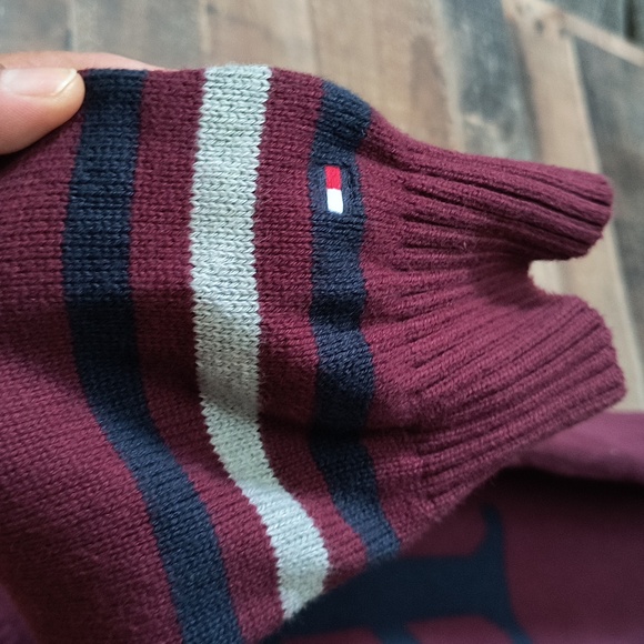 Tommy Hilfiger Maroon Crew Neck H Knit Sweater Sz Large Men - Picture 9 of 16